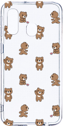 Husa Bestcase Compatibila cu Samsung Galaxy A20e Teddy Bear Pattern 2MM Soft Silicon prot cam T 970 