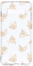Husa Bestcase Compatibila cu Samsung Galaxy S10 Plus Gold Butterfly 2MM Soft Silicon prot cam T 919 