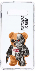 Husa Bestcase Compatibila cu Samsung Galaxy S10e Half Robot Half Teddy Bear 2MM Soft Silicon prot cam T 931 