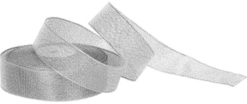 Panglica decorativa Springos lungime 22 m latime 25 mm sclipici argintiu 