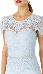 Rochie de ocazie elastica cu bust din dantela si curea ornament 1416pb 