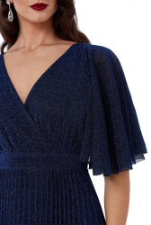 Rochie lunga de ocazie din lurex si fusta plisata cod 2568 