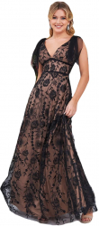 Rochie pentru petrecere sau banchet din dantela brodata lunga cod 3255n 