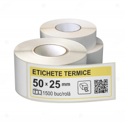 Role etichete termice autoadezive 50x25 mm 1500 etichete rola 