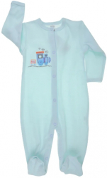Salopeta cu maneca lunga pentru baieti Amma Baby Train A01-085 Turcoaz 