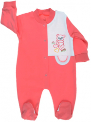 Salopeta cu maneca lunga pentru fete Pifou Model 17 M17-987C-68 Coral 