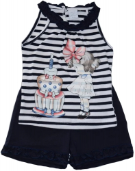 Compleu 2 piese de vara pentru fete Baby Rose BBR1-92 Bleumarin 