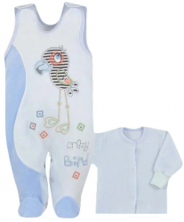 Compleu 2 piese salopeta si bluza copii Koala 2627-AL-74-cm Albastru 