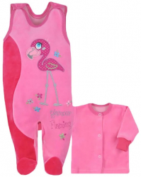 Compleu 2 piese salopeta si bluza copii Koala 2627-F-74-cm Fucsia 