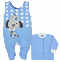 Compleu 2 piese salopeta si bluza pentru baieti Koala Piesio 05-346A1-68-cm Albastru 