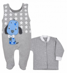 Compleu 2 piese salopeta si bluza pentru baieti Koala Piesio 05-346G-68-cm Gri 