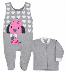 Compleu 2 piese salopeta si bluza pentru fete Koala Piesio 05-346G1-68-cm Gri 