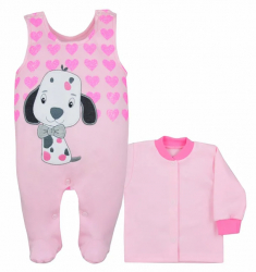 Compleu 2 piese salopeta si bluza pentru fete Koala Piesio 05-346R-68-cm Roz 