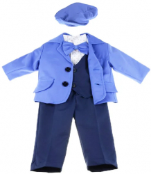 Costum botez 6 piese pentru baieti Micul Vip MCVB10-0-3-luni Albastru 