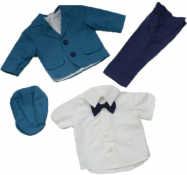 Costum de botez 5 piese pentru baieti Mini Junior CEBN1-0-3-luni Bleumarin 
