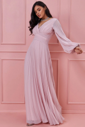 Rochie pentru petrecere sau banchet cu maneca lunga si fusta din voal plisat lunga cod 3041b 