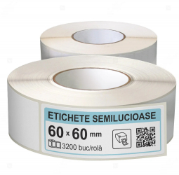 Rola etichete autoadezive semilucioase 60x60 mm adeziv permanent 3200 etichete rola 