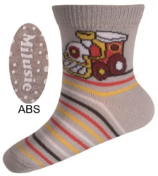 Sosete pentru baieti cu ABS-Milusie B2213B-G3-9-10-cm Gri 
