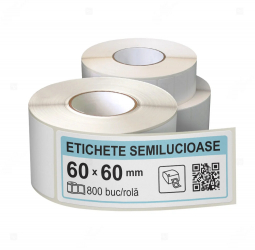 Rola etichete autoadezive semilucioase 60x60 mm adeziv permanent 800 etichete rola 