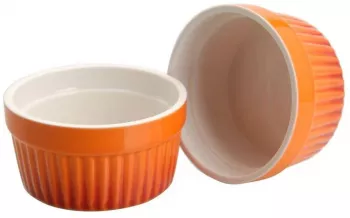 Set 2 ramekini Excellent Houseware portelan 9x5 cm portocaliu/alb 
