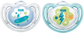 Set 2 suzete ortodontice din silicon Nuk Freestyle 736208A-9-12 Albastru 