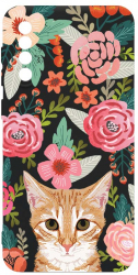 Husa Bestcase comp cu Samsung Galaxy A50 / Galaxy A30s Cat and Flowers SLIM 1.2MM Microfibra prot cam PB 638 
