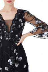 Rochie de ocazie din mesh brodata cu maneca 3 4 1418 