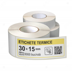 Role etichete termice autoadezive 30x15 mm 3000 etichete rola