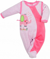 Compleu 2 piese salopeta si bluza pentru fete Koala Dumbo 05-415R-80-cm Roz