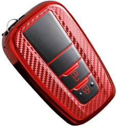 Husa rosu carbon pentru cheie Toyota CHR C-HR Prius Keyless 2 butoane 