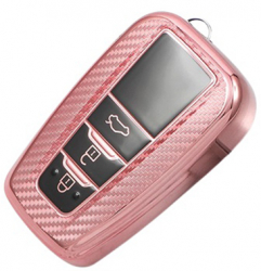 Husa roz carbon pentru cheie Toyota Prius Camry Corolla CHR C-HR RAV4 Land Cruiser Prado Keyless 2-3 butoane 