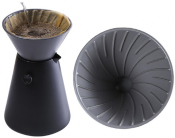 Set Ceainic/ filtru cafea DELUXE 2 in 1 ceramica prelucrata manual 300 ml 17 x 14 x 14 cm gri
