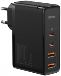 Incarcator retea Baseus GaN2 Pro Quick Charge 3.0 100W 2 x USB Type-C 5V/3A max 2 x USB 5V/3A max Negru 