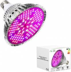 Bec LED pentru cresterea plantelor si legumelor la interior acvariu Spectru complet GlowforHome E27 100W 150 Leduri Argintiu 