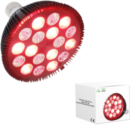 Bec terapeutic cu lumina infrarosie GlowforHome fototerapie ameliorarea durerii pielii si articulatiilor 18 LED-uri 660 nm E27 negru 
