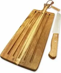 Set tocator si cutit pentru paine Kassel lemn de salcam lama inox 