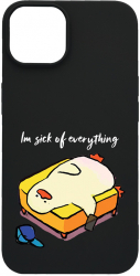 Husa BestCase Compatibila Cu Apple iPhone 13 Mini Im Sick Of Everything 0.8MM Slim Negru B 999 