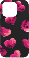 Husa BestCase Compatibila Cu Apple iPhone 13 Pro Max Heart Pattern 0.8MM Slim Negru B 987 