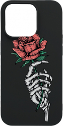 Husa BestCase Compatibila Cu Apple iPhone 13 Pro Max Rose In Skeleton Hand 0.8MM Slim Negru B 1023 
