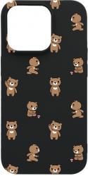 Husa BestCase Compatibila Cu Apple iPhone 13 Pro Teddy Bear Pattern 0.8MM Slim Negru B 970 
