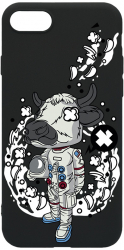 Husa BestCase Compatibila Cu Apple iPhone 7 / iPhone 8 Cow Astronaut 0.8MM Slim Negru B 976 