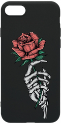 Husa BestCase Compatibila Cu Apple iPhone 8 Plus Rose In Skeleton Hand 0.8MM Slim Negru B 1023 