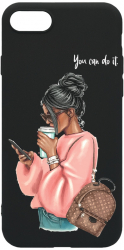 Husa BestCase Compatibila Cu Apple iPhone 7 / iPhone 8 Shopping Girl 0.8MM Slim Negru B 962 