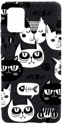 Husa BestCase Compatibila Cu Samsung Galaxy A51 Cool Cats 0.8MM Slim Negru B 1029 
