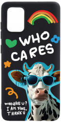 Husa BestCase Compatibila Cu Samsung Galaxy A51 Cool Cow - Who Cares 0.8MM Slim Negru B 975 