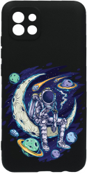 Husa BestCase Compatibila Cu Samsung Galaxy A22 5G Astronaut On Moon 0.8MM Slim Negru c-B 1002 