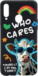 Husa BestCase Compatibila Cu Samsung Galaxy A20s Cool Cow - Who Cares 0.8MM Slim Negru B 975 