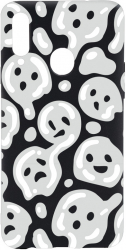 Husa BestCase Compatibila Cu Samsung Galaxy A20s Gray Acid Smiley 0.8MM Slim Negru B 1000 