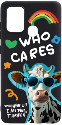 Husa BestCase Compatibila Cu Samsung Galaxy A21s Cool Cow - Who Cares 0.8MM Slim Negru B 975 