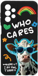 Husa BestCase Compatibila Cu Samsung Galaxy A53 5G Cool Cow - Who Cares 0.8MM Slim Negru c-B 975 